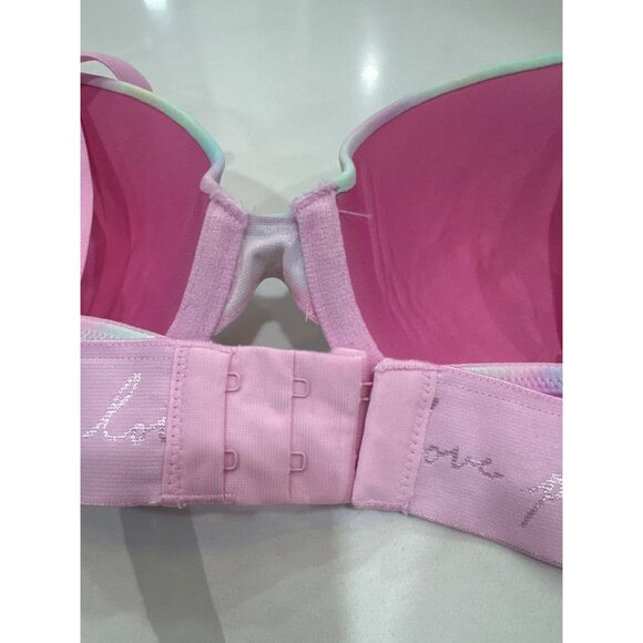 Victorias Secret Pink Lightly Lined T-Shirt Bra 32C Tie-Dye Pastel Colors Adjust - Picture 3 of 6